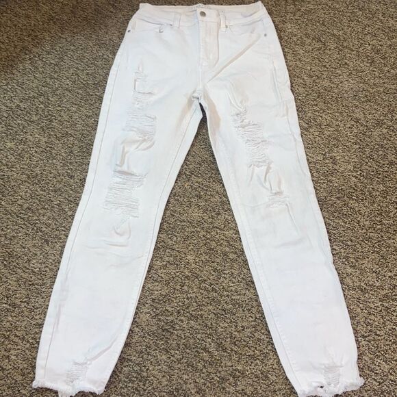 Tinseltown White Distressed Women Jeans Size 5 - Picture 2 of 11